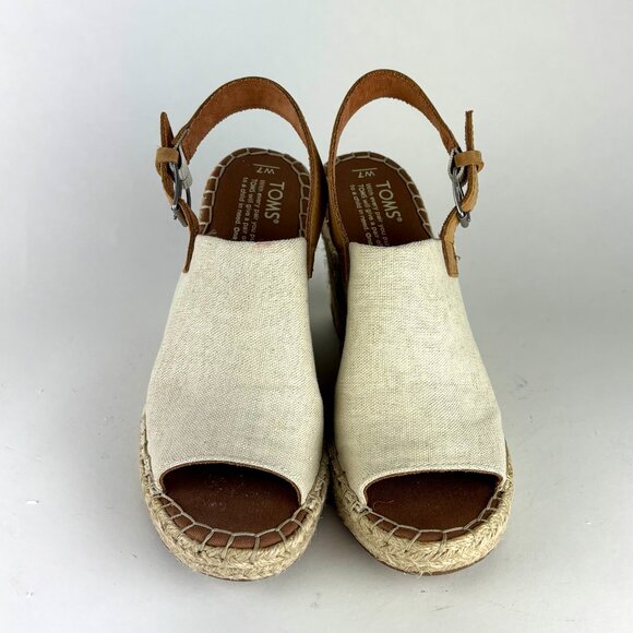 TOMS Natural Canvas Espadrille Wedge Sandals, Size 7 Never worn. - Picture 4 of 12